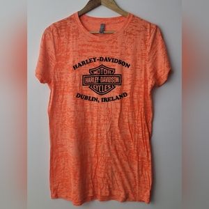 Womens XXL Next Level Orange Tee with Harley Davidson Print